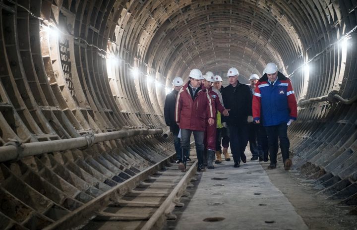 Собянин осмотрел строящуюся станцию метро "Фонвизинская"